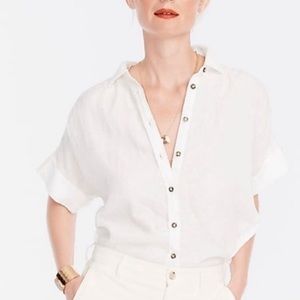 J Crew Baird McNutt Irish Linen Short Sleeved Relaxed Fit Medium Shirt